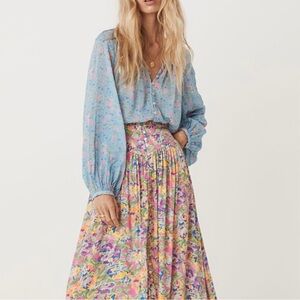 Spell NWT Dolly Dusty Blue Blouse Small